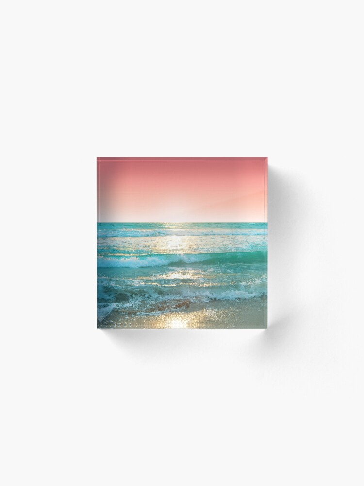 Alternate view of Aqua and Coral, 1 Acrylic Block