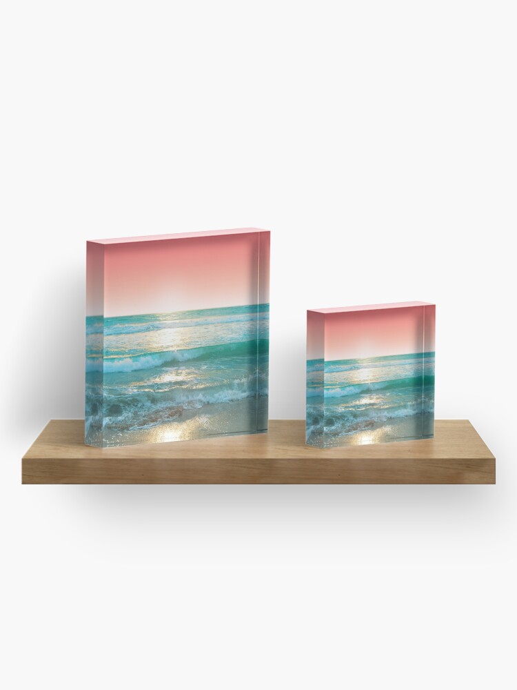 Alternate view of Aqua and Coral, 1 Acrylic Block
