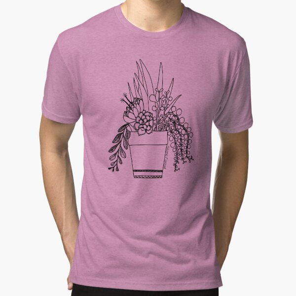 Potted Succulents (black) Tri-blend T-Shirt