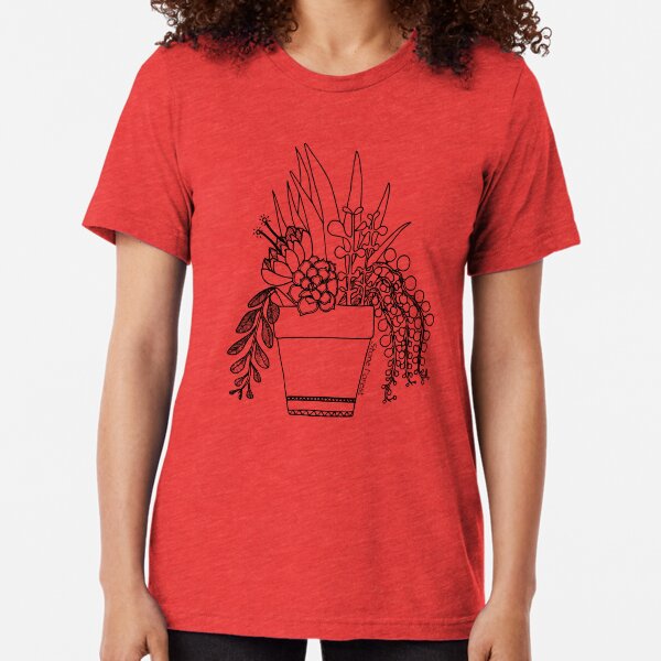 Potted Succulents (black) Tri-blend T-Shirt