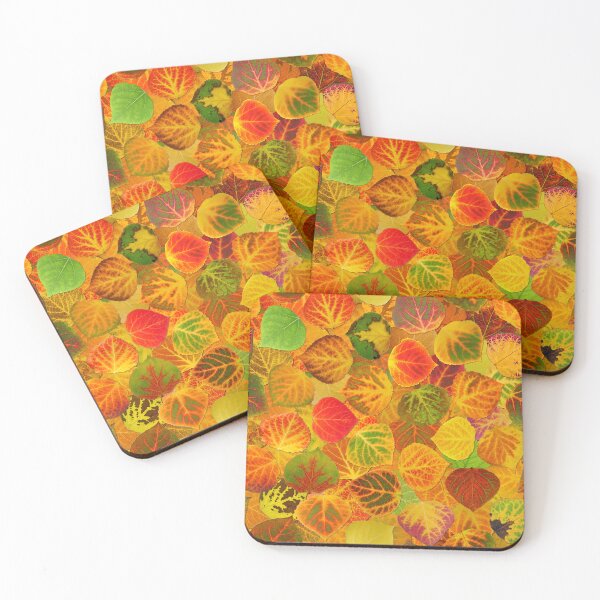 Item preview, Aspen Leaves collage solid medley seamless 1 designed and sold by GobaFineArts.