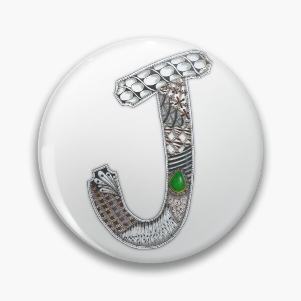 Item preview, Doodled Initial J with Green Jade designed and sold by Donna Norton.