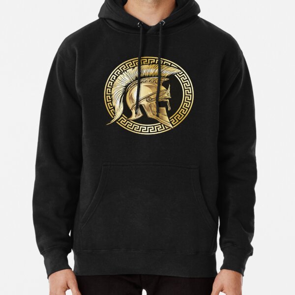 Men's Black Gym Hoodie with Spartan Logo