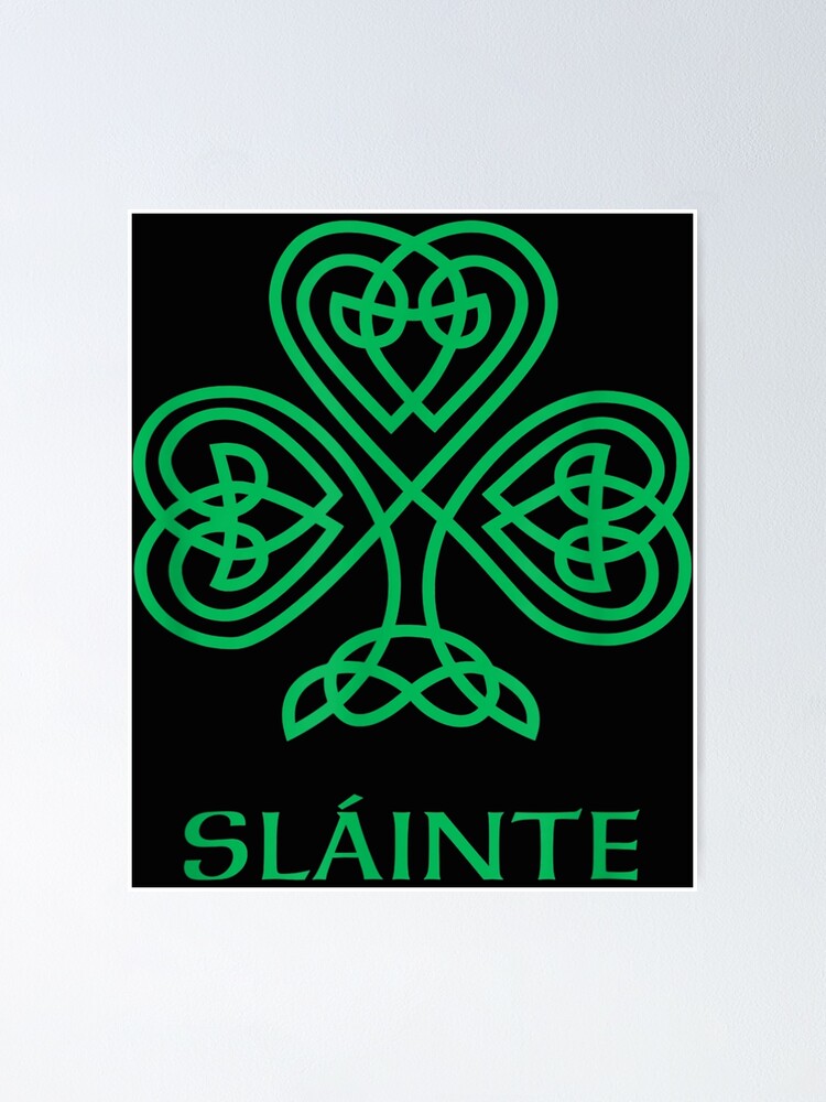 Slainte Celtic Knot Irish Shamrock T Shirt Green Shamrock