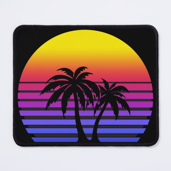 Synthwave Sun Palm Trees Mouse Pad