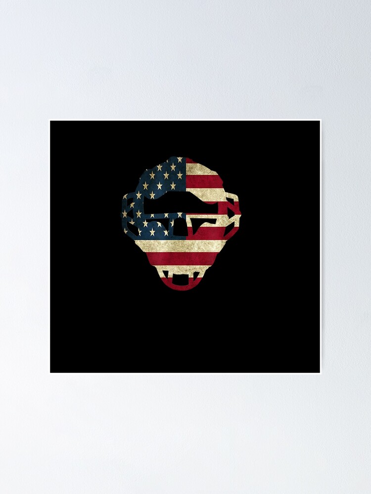 "Baseball Catchers Mask Gear American Flag Little Leaguer TShirt