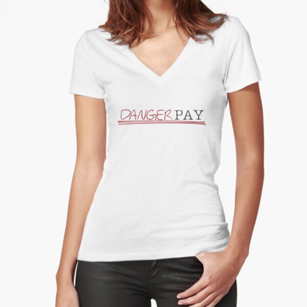 Danger Pay Logo Collection - Red/Black Logo Fitted V-Neck T-Shirt