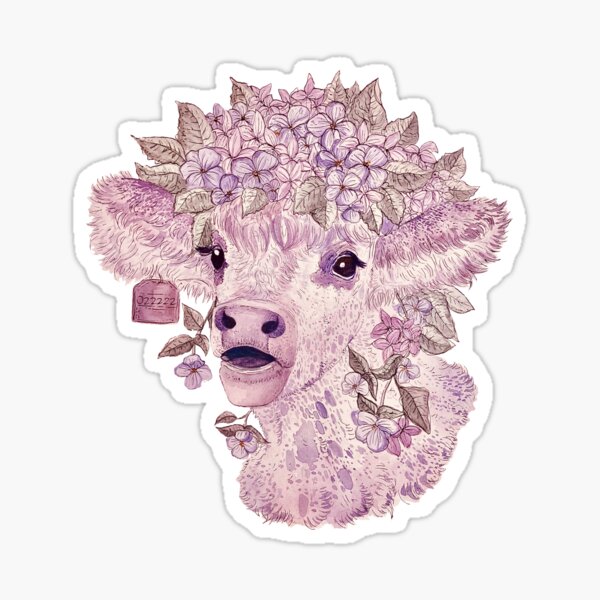 Purple cow straw topper cute farm