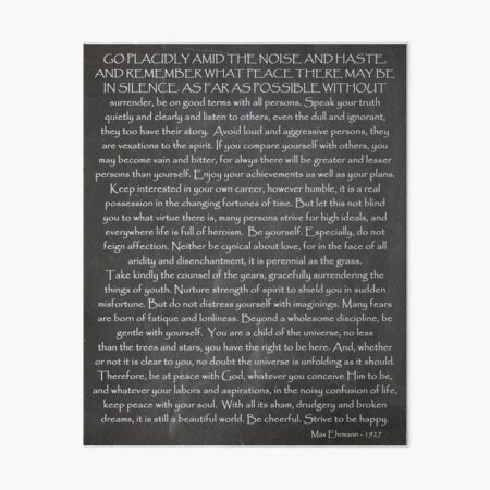 Desiderata | Credo For Life | Inspirational Print Art Board Print