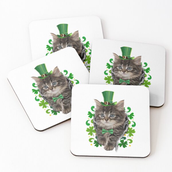 Item preview, St Patrick's Day Irish Saint Patrick's Shamrock Black Kitten designed and sold by Barnissim.