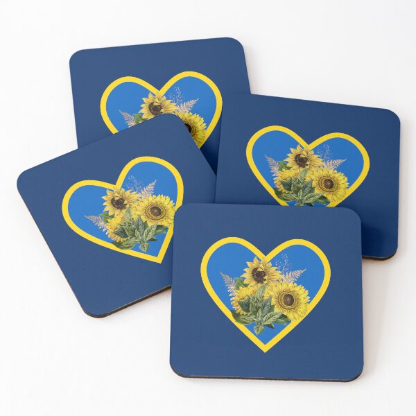 Item preview, Sunflowers in Heart with Blue and Yellow Ukrainian flag colors designed and sold by SeaChangeDesign.