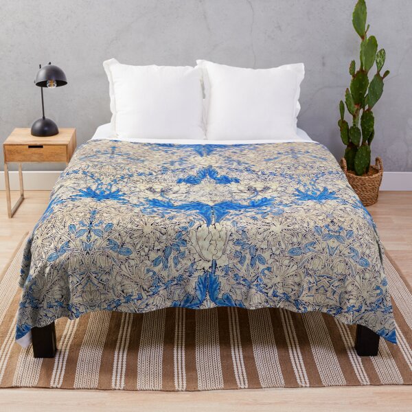 Blue Honeysuckle Pattern by William Morris, 1876 Throw Blanket