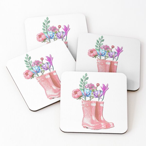 Item preview, Adorable Pink Wellies and Flowers Watercolor designed and sold by MochaMeli.