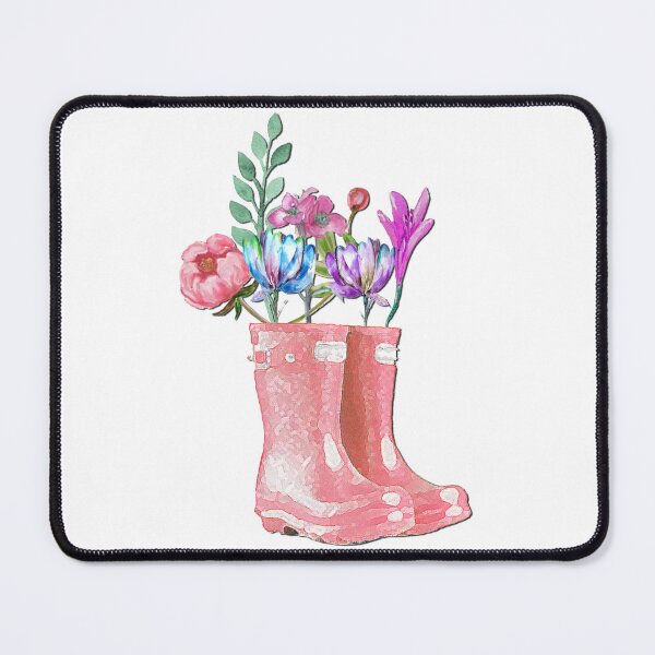Item preview, Adorable Pink Wellies and Flowers Watercolor designed and sold by MochaMeli.
