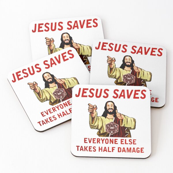 Item preview, Jesus Saves Everyone Else Takes Half Damage designed and sold by johanmorris.