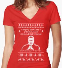 Alles Gute zum Geburtstag Jesus! Tailliertes T-Shirt mit V-Ausschnitt