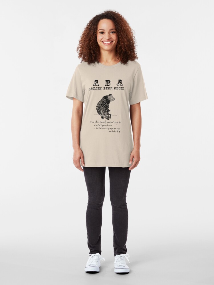 Alternate view of ABA - Circus Bear - Light Background Slim Fit T-Shirt