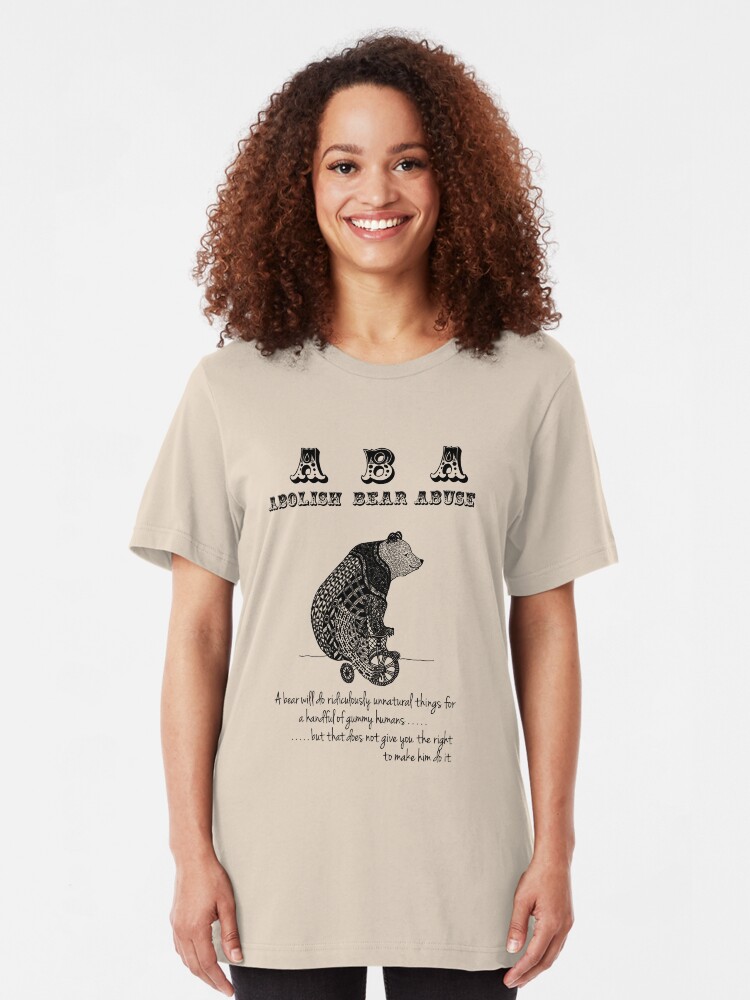 Alternate view of ABA - Circus Bear - Light Background Slim Fit T-Shirt