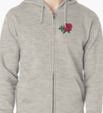 Embroidered Rose Zipped Hoodie