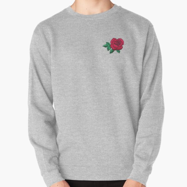 Embroidered Rose Pullover Sweatshirt
