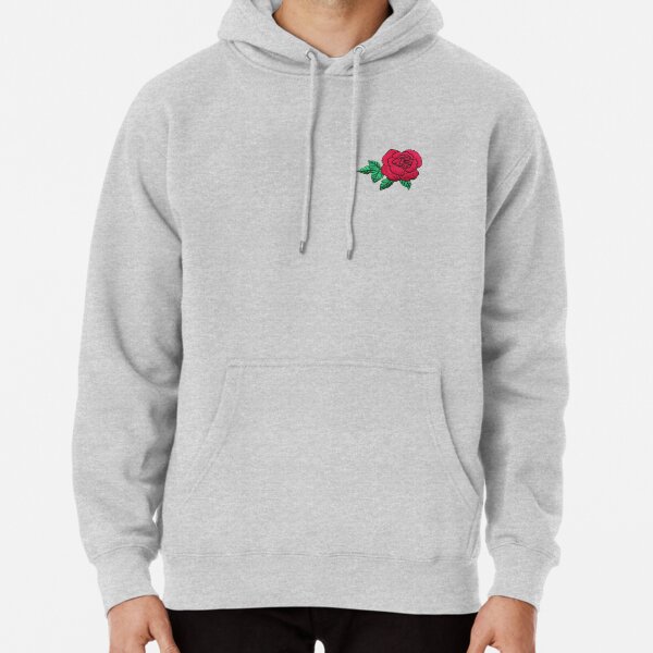 Embroidered Rose Pullover Hoodie