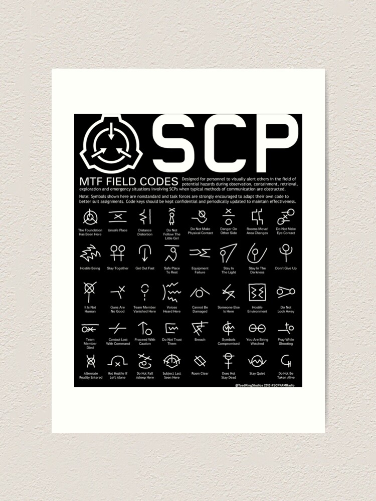 "SCP MTF Field Codes by ToadKing07 " Art Print by ClaraCasperson5 Redbubble