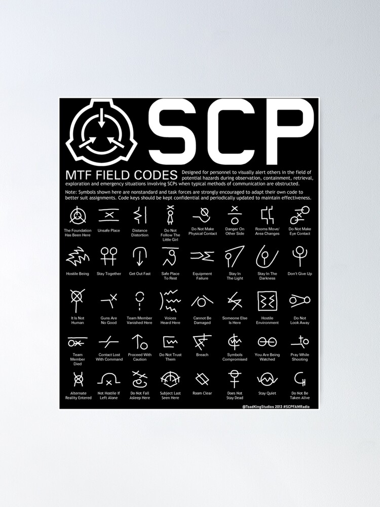 SCP MTF Field Codes by ToadKing07  Poster for Sale by