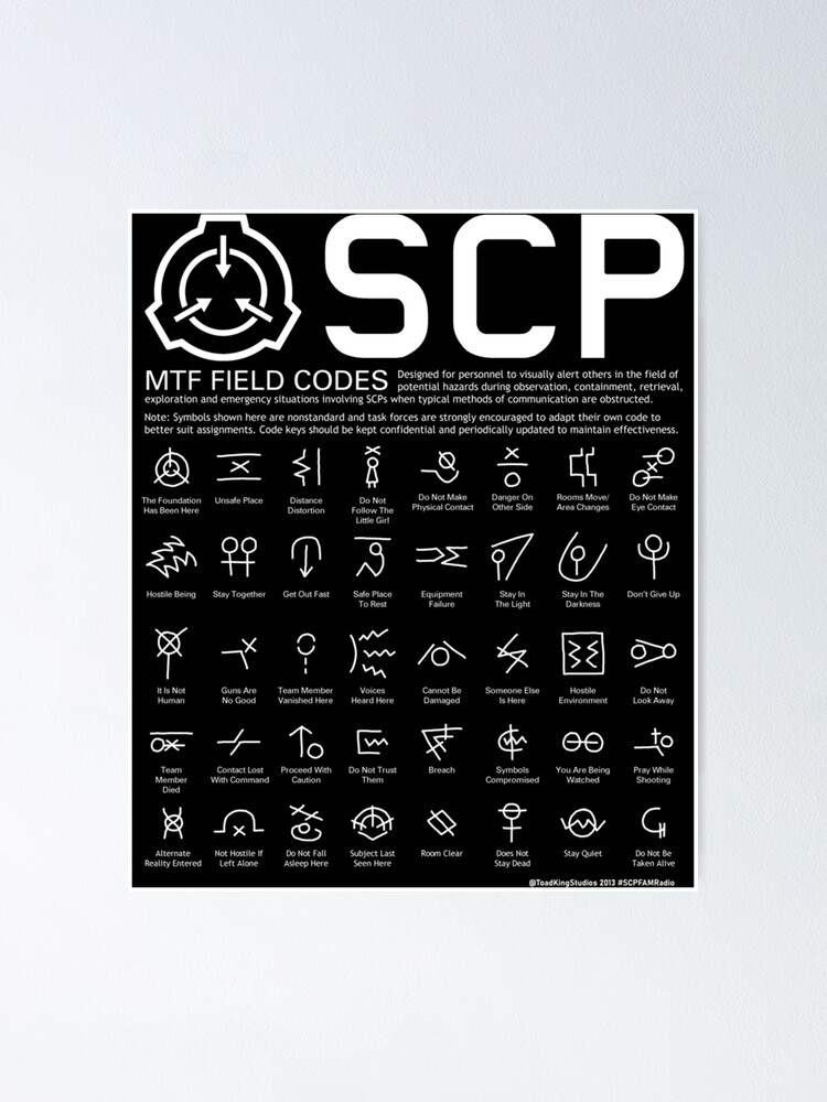 SCP MTF Field Codes by ToadKing07 Art Board Print for Sale by  ToadKingStudios