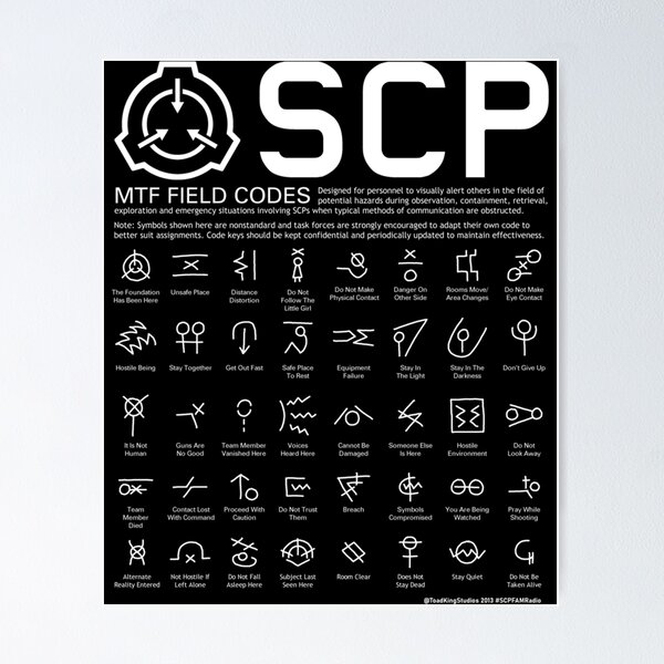 SCP MTF Field Codes by ToadKing07 Poster for Sale by