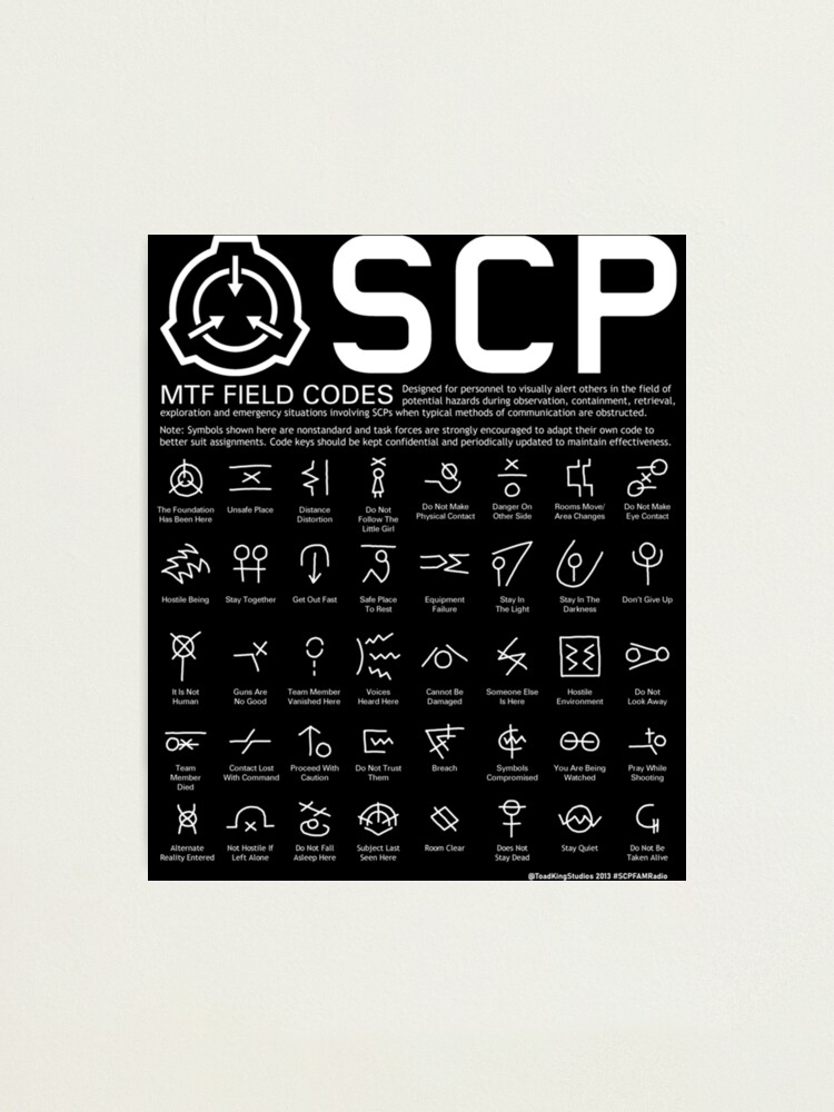 SCP MTF Field Codes by ToadKing07  Photographic Print for Sale by  ClaraCasperson5