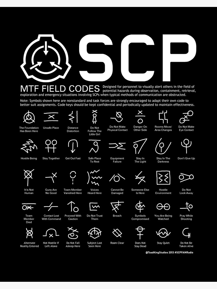 SCP MTF Field Codes by ToadKing07 Art Board Print for Sale by  ToadKingStudios