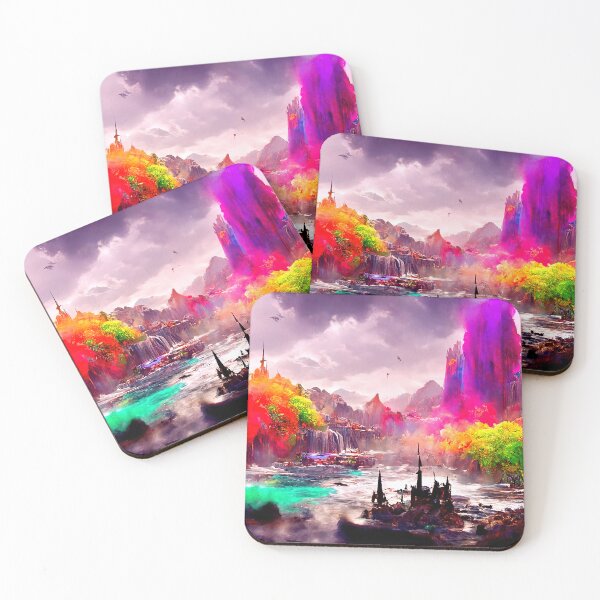 Item preview, Medieval Town in a Fantasy Colorful World designed and sold by AM FineArtPrints.