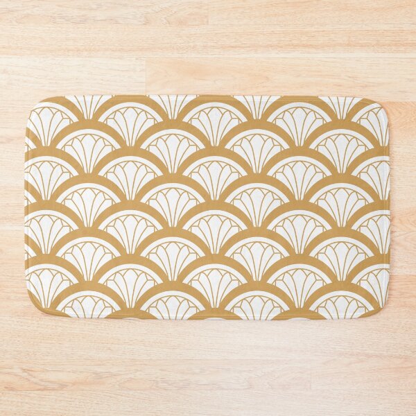 Item preview, Gold and White Art Deco Fan Flowers Pattern designed and sold by KarinaI.