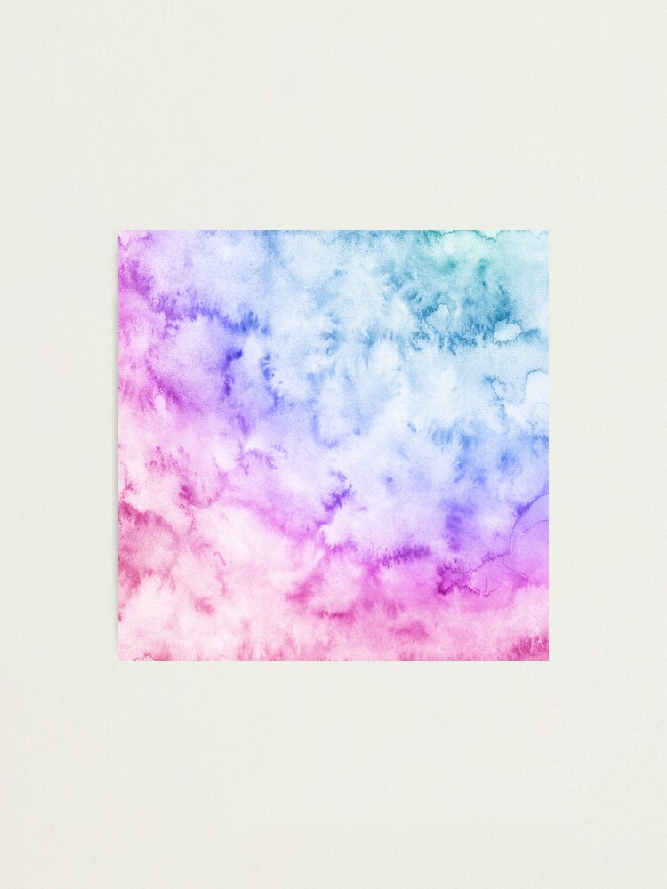 Watercolor Background Soft Blue Pink Purple Photographic Print By Jellyfishmad Redbubble