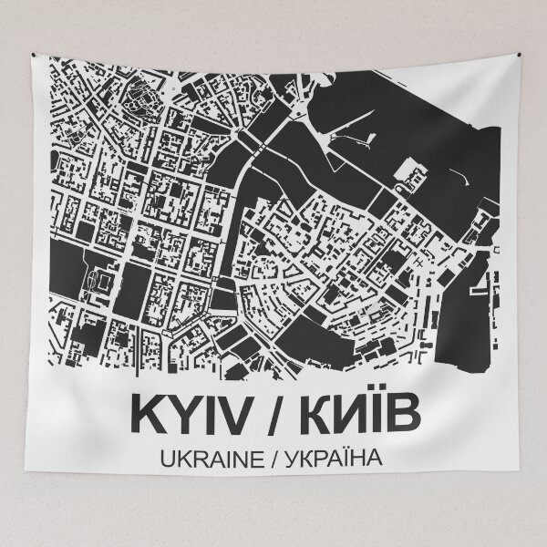 Item preview, Kiev Black white Map Art Ukraine designed and sold by EpicMaps.