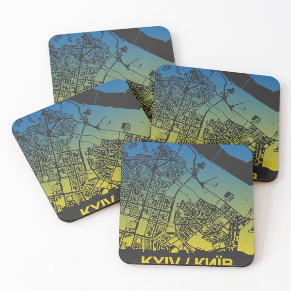 Item preview, Kiev Ukrainian flag blue yellow Map Art Ukraine designed and sold by EpicMaps.