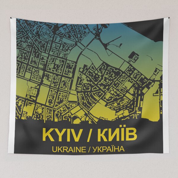 Item preview, Kiev Ukrainian flag blue yellow Map Art Ukraine designed and sold by EpicMaps.