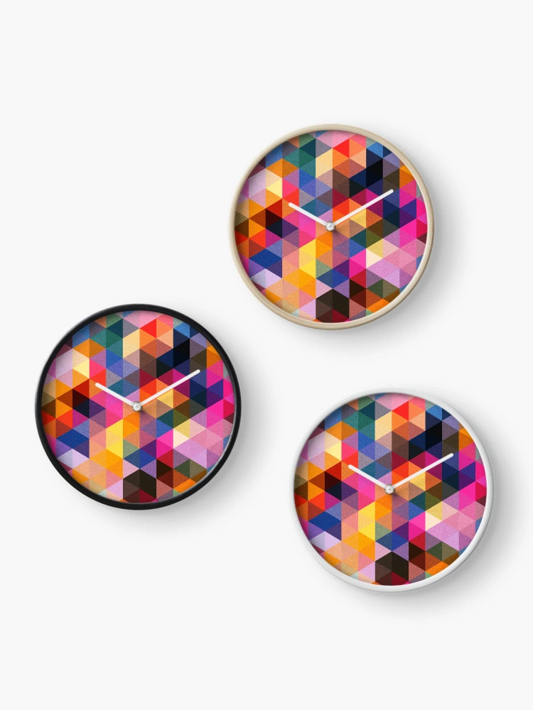 Thumbnail 3 of 4, Clock, Coloured Triangles designed and sold by trashdesign.