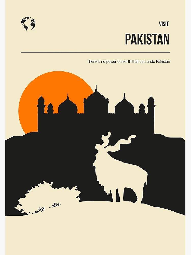 "Pakistan Vintage Minimal Book Cover Markhor Travel Poster" Poster for