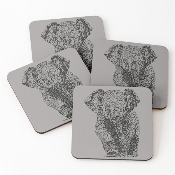 Item preview,  Machine embroidery, Monochrome Embroidered Baby Elephant, Stitch crafting, unique embroidered art designed and sold by RudolphBarnard.