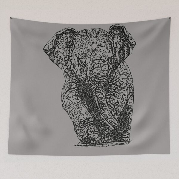 Item preview,  Machine embroidery, Monochrome Embroidered Baby Elephant, Stitch crafting, unique embroidered art designed and sold by RudolphBarnard.