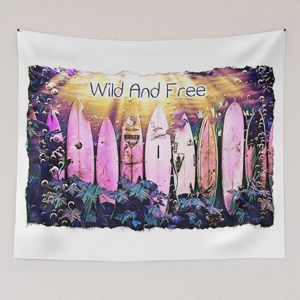 Item preview, Wild And Free Surfboard Pink Tinge, Jaded Hunter  designed and sold by JadedHunter.