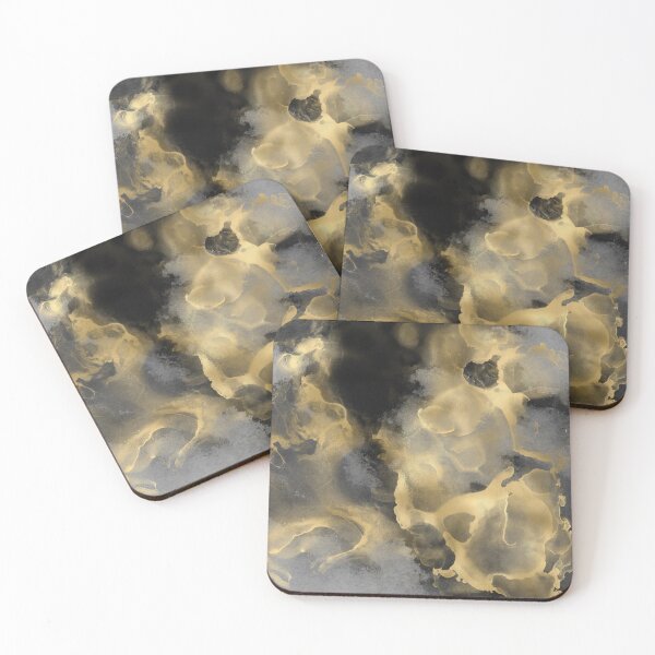 Item preview, Modern Abstract Black and Gold Ink Marble designed and sold by meggydesigns.