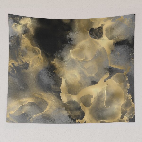 Item preview, Modern Abstract Black and Gold Ink Marble designed and sold by meggydesigns.