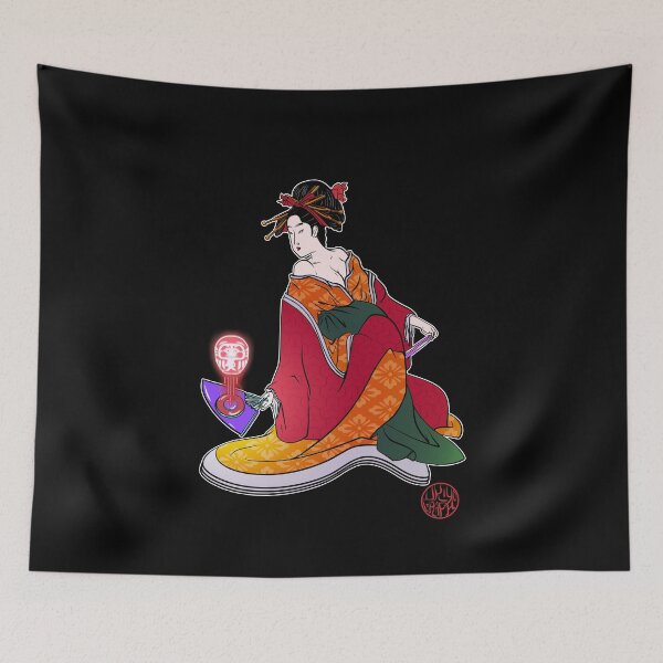Item preview, Bijinga - Woman with holographic fans - Daruma designed and sold by Ukiyograph.