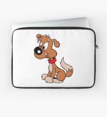 Cute Funny Brown Cartoon Dog Sitting - Dog Lover Design Laptop Sleeve