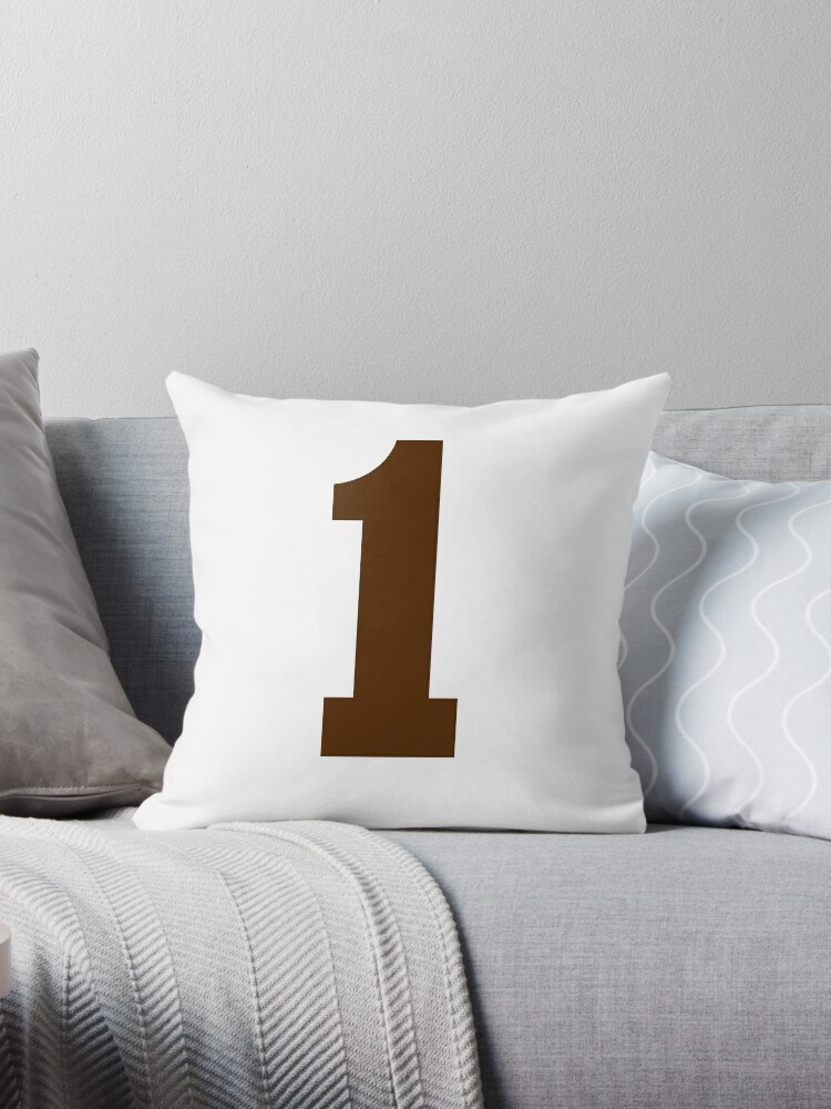 Number 1, Brown one, Sports number 1 Pillow for Sale by TheCultStuff