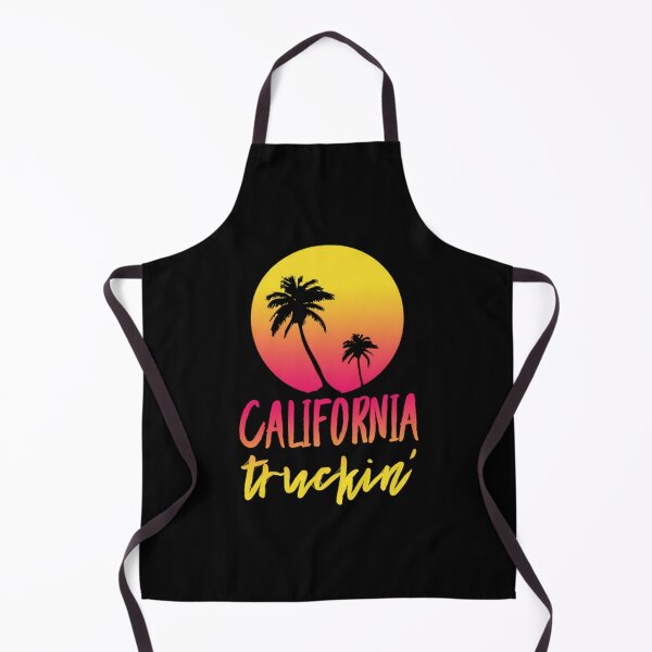 Aperçu de l'œuvre California Truckin 18 Wheeler Trucker Retro Sunset Palmtree 80s créée et vendue par AdimajiSukaki.