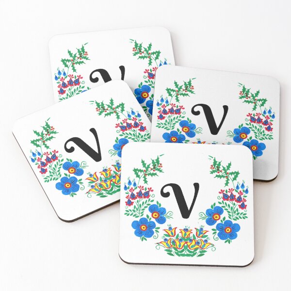 Item preview, letter v con flores designed and sold by Elyora.