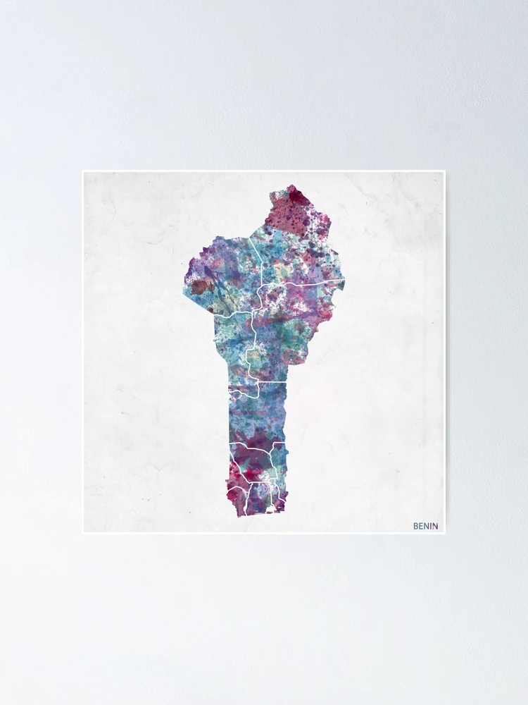 Thumbnail 1 of 3, Poster, Benin map designed and sold by MapMapMaps.